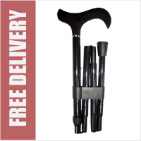 Black Diamond Carbon Fibre Folding Walking Stick with Soft Touch Derby Handle